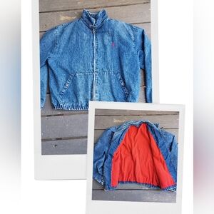 VTG 1980's Polo Ralph Lauren Blue Denim Jean Jacket Red Pony Men's Large